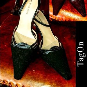 Anne Klein Classic Leather & Fabric Pointed Toe